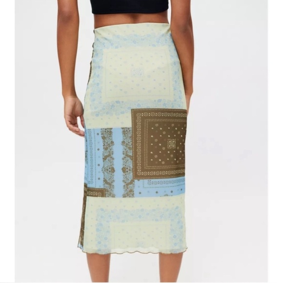 Urban Outfitters Frankie Mesh Midi Skirt Retro Patchwork Cottage Core SZ Large - Picture 3 of 9